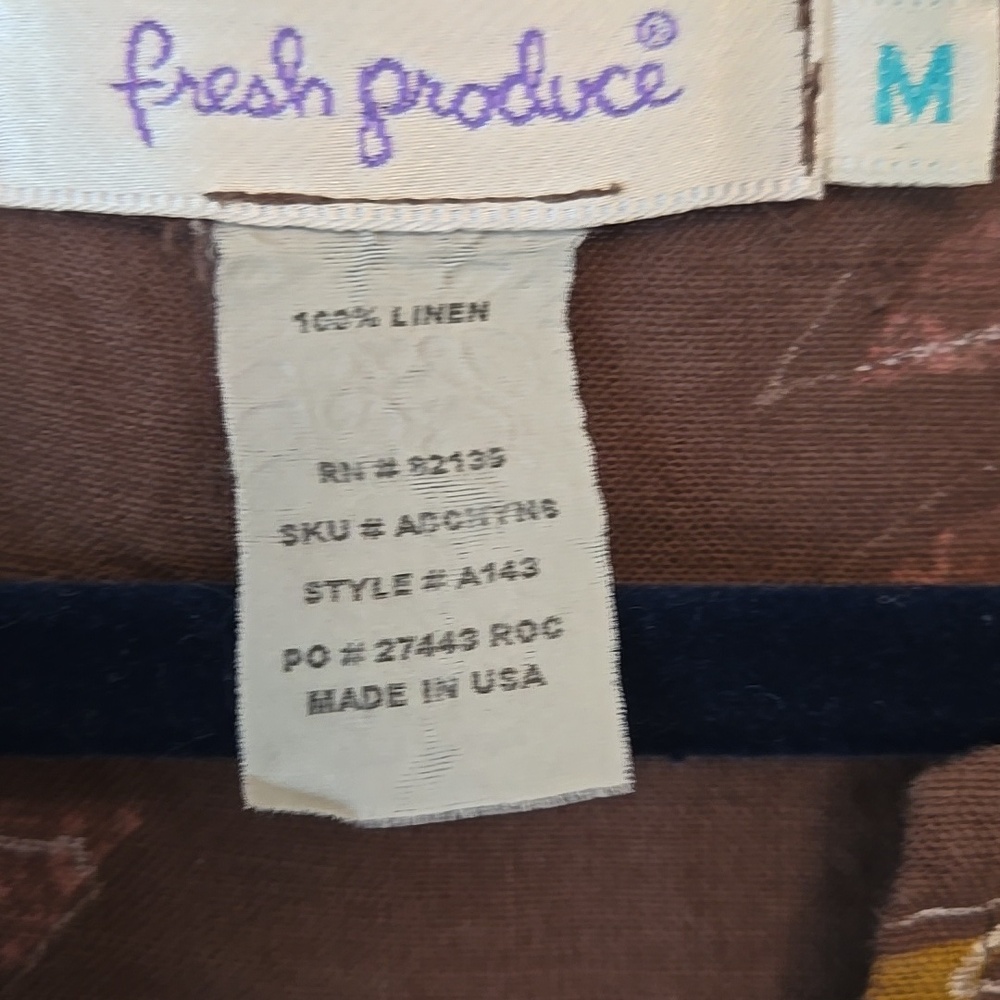 Fresh Produce Dress Brown Floral Midi Linen Sleeveless - Picture 2 of 6